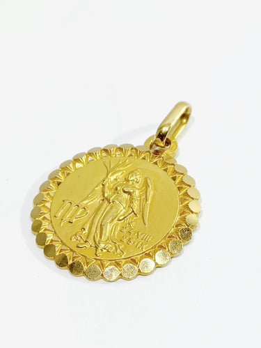 Pendentif Médaille Zodiaque Vierge Or 58 Facettes