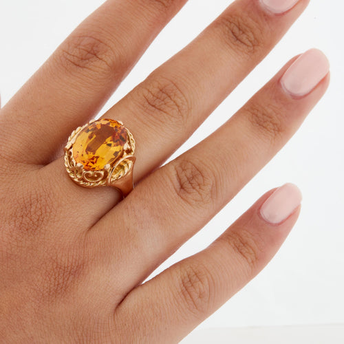 Bague Bague Or Jaune - Quartz Jaune « Citrine » 58 Facettes RÉF 1029/15