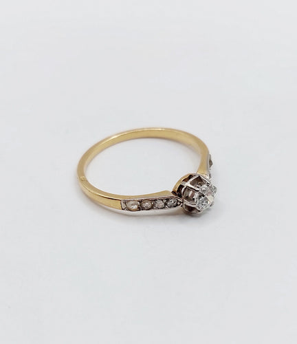 Bague 48 Bague solitaire art déco or jaune et diamants 58 Facettes A05660