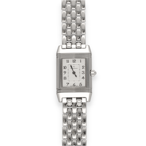 Montre Montre Jaeger LeCoultre "Reverso" Lady Acier Duetto diamants de 2008. Ref : 266.8.44. Boite et Papiers d'origine. 58 Facettes