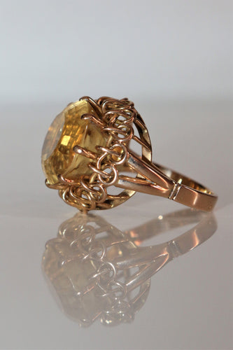 Bague 58 Bague Cocktail Citrine Or Jaune 58 Facettes 535