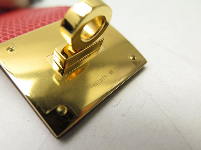 Bracelet bracelet HERMES kelly chien lézard niloticus t3 15 a 17 métal doré rouge 58 Facettes 267512