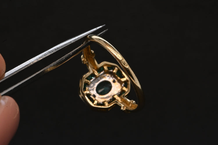 Bague 53 Gold Emerald And Diamond Ring 58 Facettes