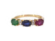Bague en or avec diamants et saphir, rubis, émeraude