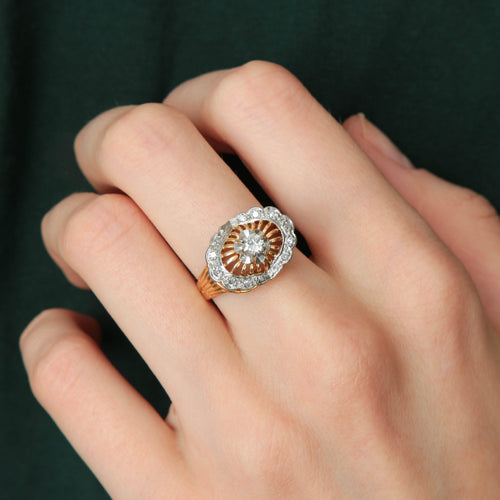 Bague 52 Bague or jaune et blanc 58 Facettes P6L15D