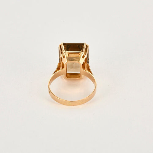 Bague 59 Bague or jaune et quartz fumé 58 Facettes VIL0552