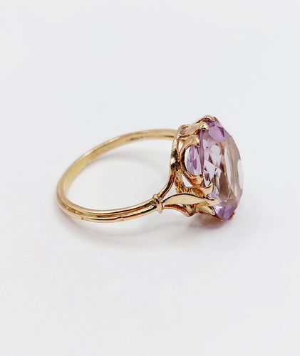Bague 60 Bague cocktail or rose améthyste (circa 1900) 58 Facettes A05941