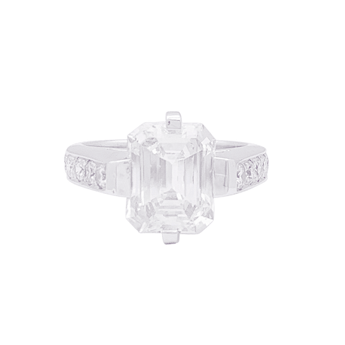 Bague 52 Bague or blanc, diamant taille émeraude 4 cts. 58 Facettes 31294