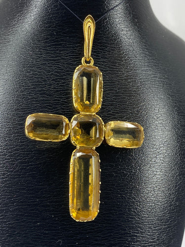 Pendentif Pendentif Croix en or, citrines 58 Facettes AB36