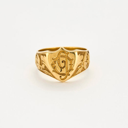 Bague 52.5 Bague Chevalière Ecusson Or 58 Facettes