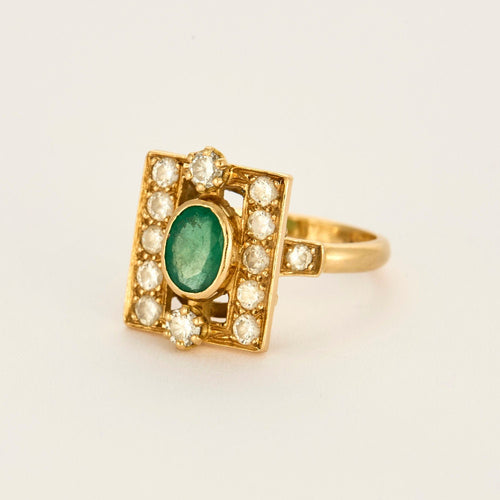 Bague 58 Bague or jaune, émeraude et diamants 58 Facettes 240336