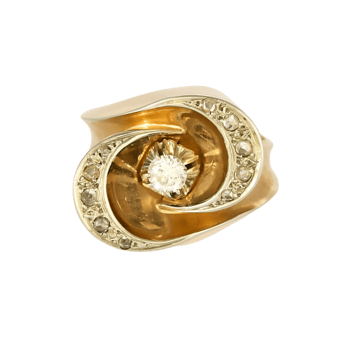 Bague 53 Bague type Tank en or et diamants 58 Facettes LAN1720