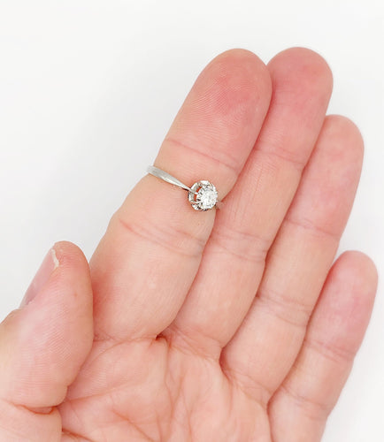 Bague 53 Bague solitaire art deco Platine diamant taille ancienne 0,43 carat (circa 1930) 58 Facettes A06144