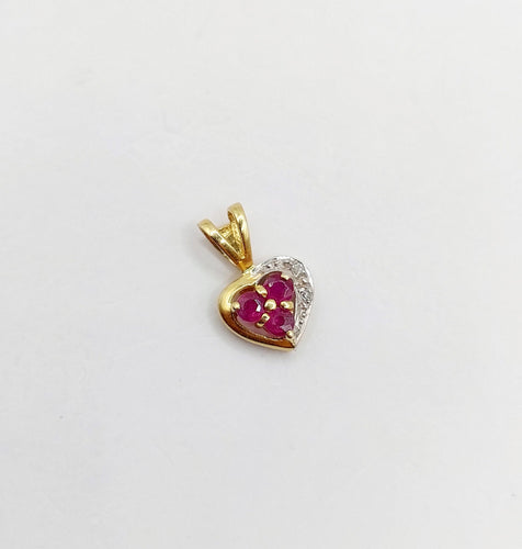 Pendentif Pendentif cœur vintage or 18k rubis et diamants 58 Facettes A05871