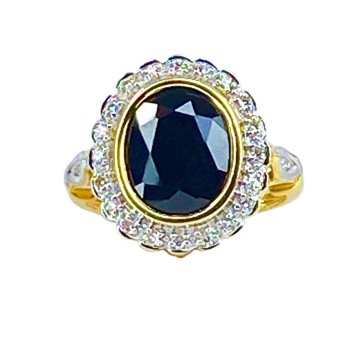 Bague 53 Bague marguerite en or jaune 18 carats, saphir et diamants 58 Facettes AB530