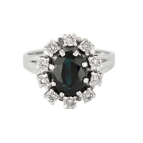 Bague 48 Bague marguerite or blanc, saphir et diamants 58 Facettes GU205