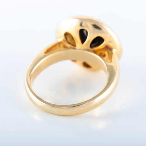 BAGUE OR JAUNE 14K HEMATITE DIAMANTS ET MOISSANITES