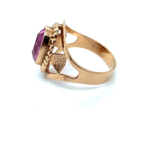 Bague 58 Bague vintage Soviétique Or Jaune Pierre Rose 58 Facettes