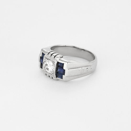 Bague 56 Bague en Or blanc 18k diamants et saphirs 58 Facettes PER0149