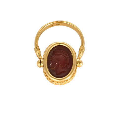 Bague 61 Bague basculante à l'antique or jaune et intaille 58 Facettes TOU1247