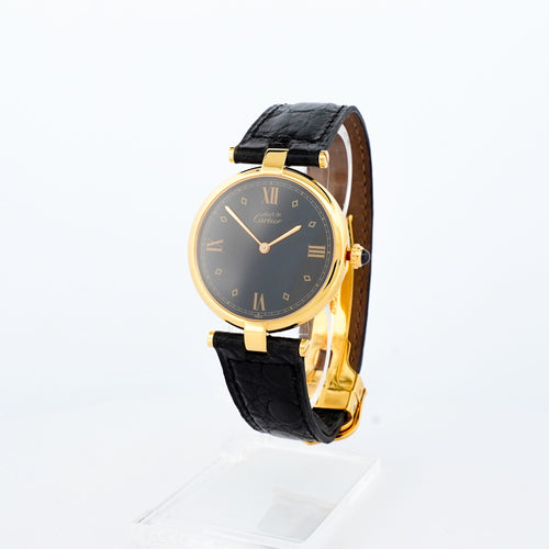 CARTIER - Must Vendôme - Black buckley dial - LM 58 Facettes