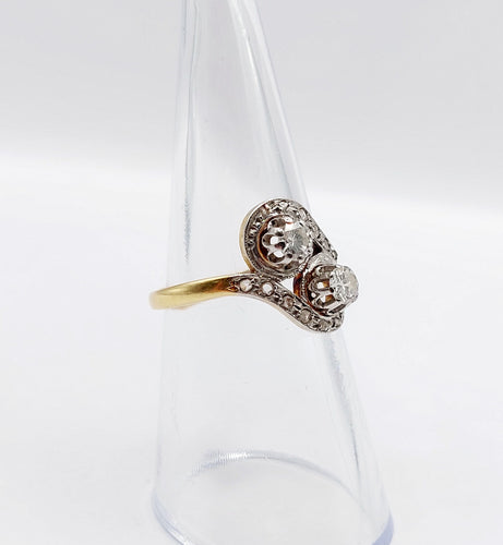 Bague 52 Bague toi et moi antique or jaune et diamants 58 Facettes A05760