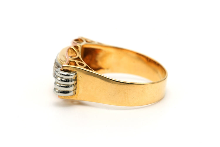 Bague 58 Bague Art Déco sertie de diamants taille rose en or jaune et blanc 18 carats 58 Facettes B781
