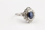 Bague 53 Bague Marguerite Or blanc Saphir Diamants 58 Facettes