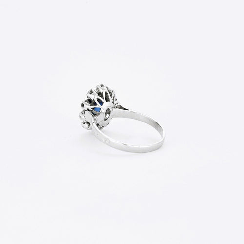 Bague 49 Bague marguerite en or et platine saphir diamants 58 Facettes