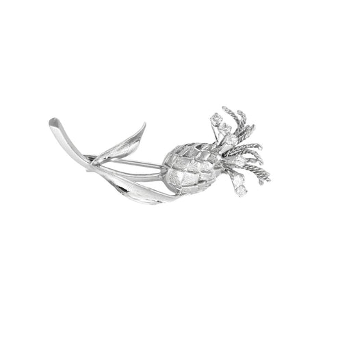 Broche Broche or blanc à décor de Chardon 58 Facettes MAN1346