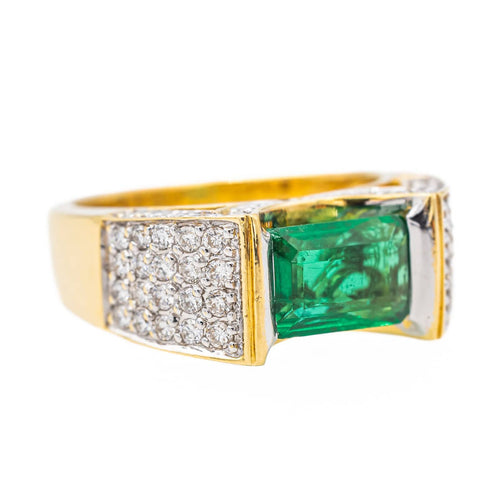 Bague 54 Bague Or jaune, Or blanc Emeraude, Diamant 58 Facettes 3182201CN