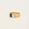 Bague 57 Bague jonc or jaune et gris, centrée d'un saphir 58 Facettes