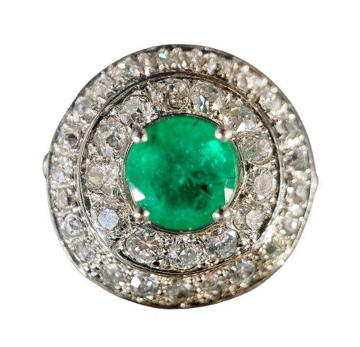 Bague 51 Ancienne bague or blanc, émeraude fin XIXème siècle 58 Facettes
