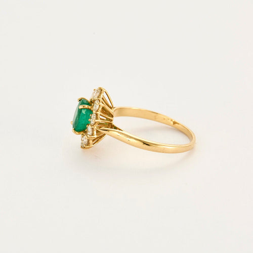 Bague 59 Bague Marguerite or jaune, diamants et émeraudes 58 Facettes 250241
