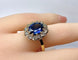 Bague 50 Bague marguerite en or jaune 18 carats, saphir 3,50 carats et diamants 58 Facettes AB548