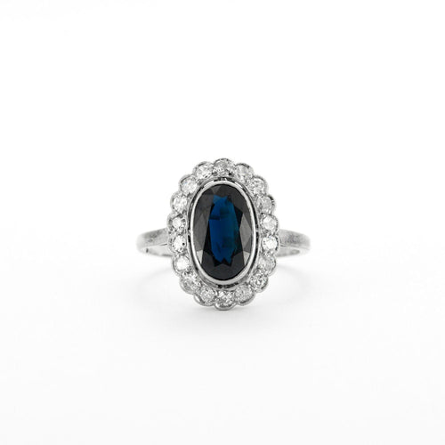 Bague Bague Pompadour Art-Déco Saphir Diamants 58 Facettes