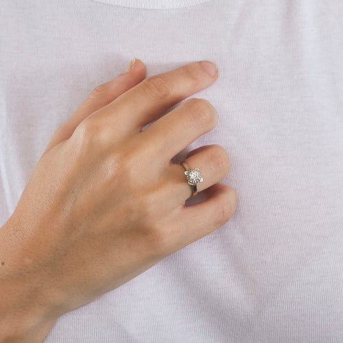 Bague 48 Bague platine et or gris avec diamant 58 Facettes GU58