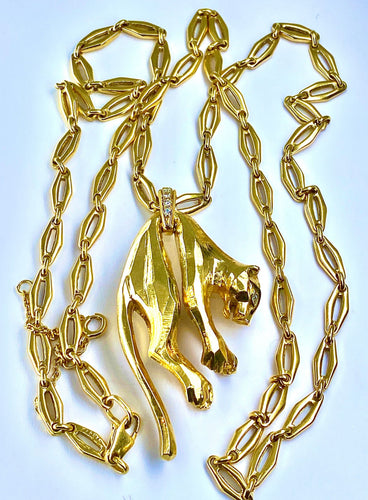 Collier Cartier - Collier « C de Cartier » et pendentif panthère de Cartier, or jaune et diamants 58 Facettes AB435
