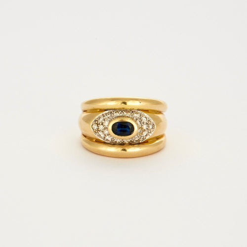Bague 55 Bague or jaune saphir et diamants 58 Facettes LP463/10