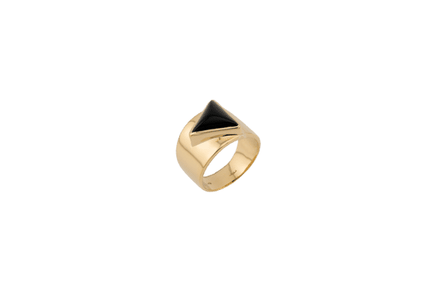 Bague 55 / 15 Alliance en or jaune avec onyx 58 Facettes anl903