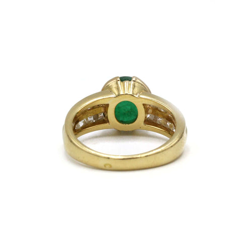 Bague 53 Bague or jaune diamants carrés et émeraude cabochon 58 Facettes 1284
