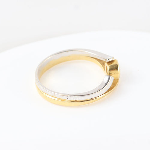 Bague Bague solitaire bicolore avec diamant taille brillant 58 Facettes 129595