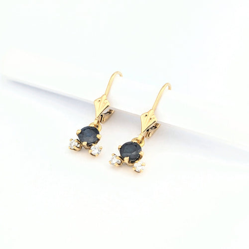 Boucles d'oreilles Boucles d'oreilles or jaune diamants saphir 58 Facettes 31232