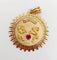 Pendentif Pendentif médaille d'amour or rose, angelots articulés "Il Bat Pour Toi" et rubis synthétique 58 Facettes A05878