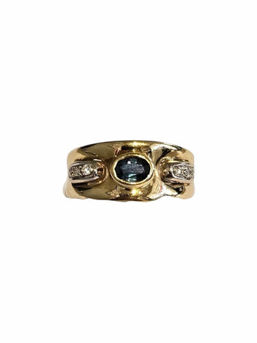 Bague Bague en or jaune 18 carats saphir bleu et diamant 58 Facettes 18138