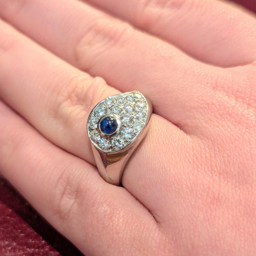 Bague Bague en or blanc diamants et saphir 58 Facettes 29701
