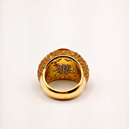 Bague Bague en or jaune, citrine, saphir et diamants 58 Facettes 21025983