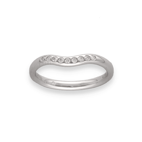 Bague 49 Demi-alliance Tiffany & Co Elsa Peretti en platine avec diamants 0,06 ct F-VVS - Taille 49 58 Facettes FB09446