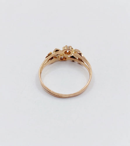 Bague 47 Bague antique toi et moi or rose 18k diamants taille roses (circa 1900) 58 Facettes A06295