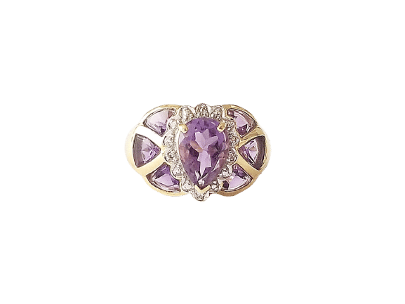 Bague 52 Bague or jaune améthystes 58 Facettes